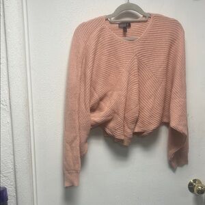 Cozy Coral  asymmetrical  Knit Crop Top Sweater